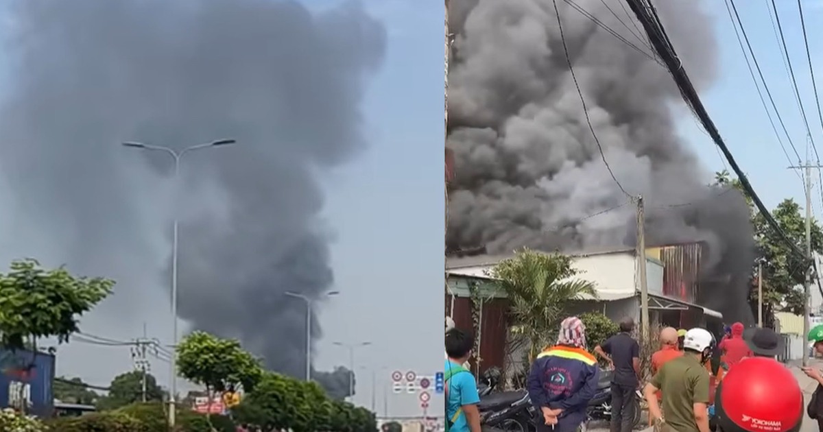 Cháy tiệm sửa xe ở Củ Chi, khói đen bốc cao trong khu dân cư