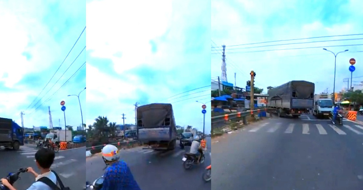 CSGT TP.HCM xác minh clip xe tải chạy ngược chiều trên đường Trần Văn Giàu
