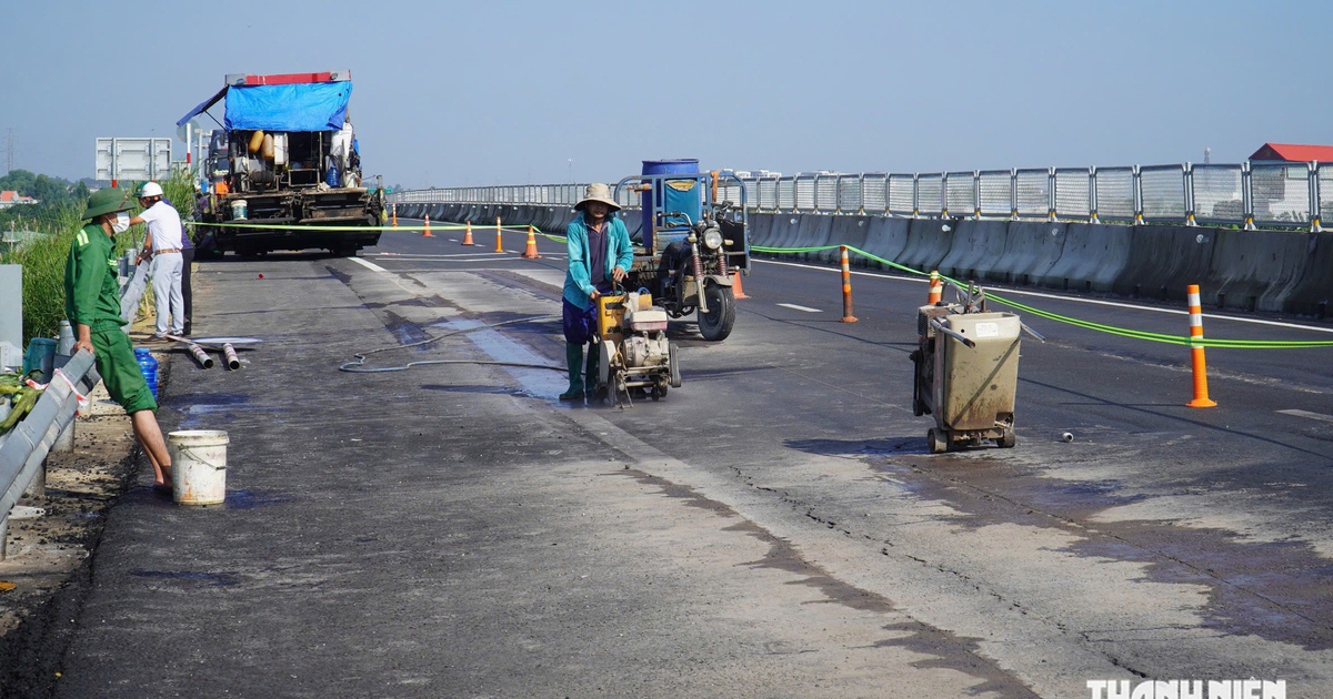 Vết lún, nứt trên cao tốc Biên Hòa - Vũng Tàu đang được khắc phục