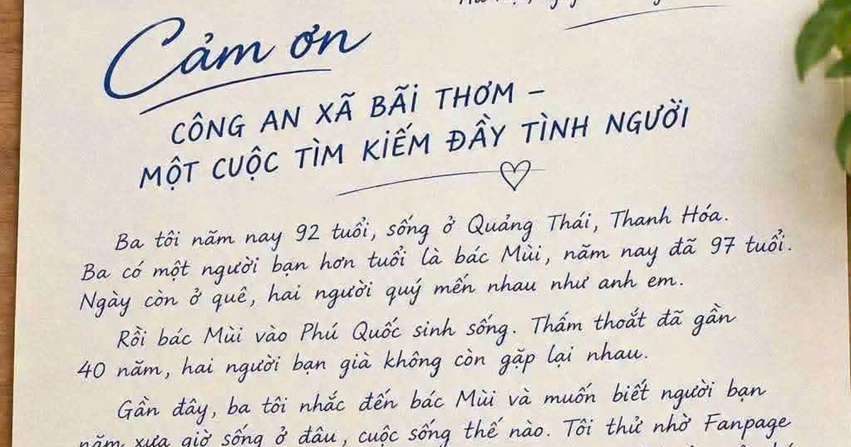 Công an giúp cụ ông 92 tuổi tìm lại bạn thân sau hơn 40 năm mất liên lạc