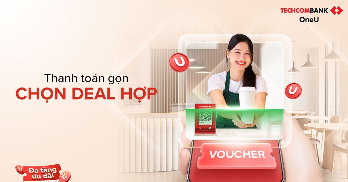 Quét QR Techcombank, nhận nhiều ưu đãi: Dùng voucher, thanh toán bằng U-Point, trúng iPhone 18 Pro