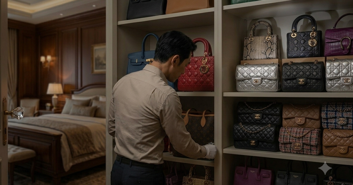 Tài xế 26 lần lẻn vào phòng ngủ trộm túi xách Hermes, Dior của bà chủ