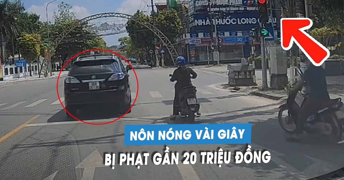 Nôn nóng vài giây vượt đèn đỏ, tài xế ô tô bị phạt gần 20 triệu