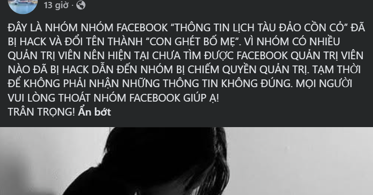 Nhóm thông báo lịch trình đi đảo Cồn Cỏ bị đổi tên thành "Con ghét bố mẹ"