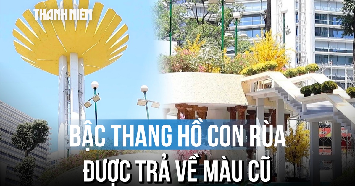 Bậc thang Hồ Con Rùa được trả về màu cũ