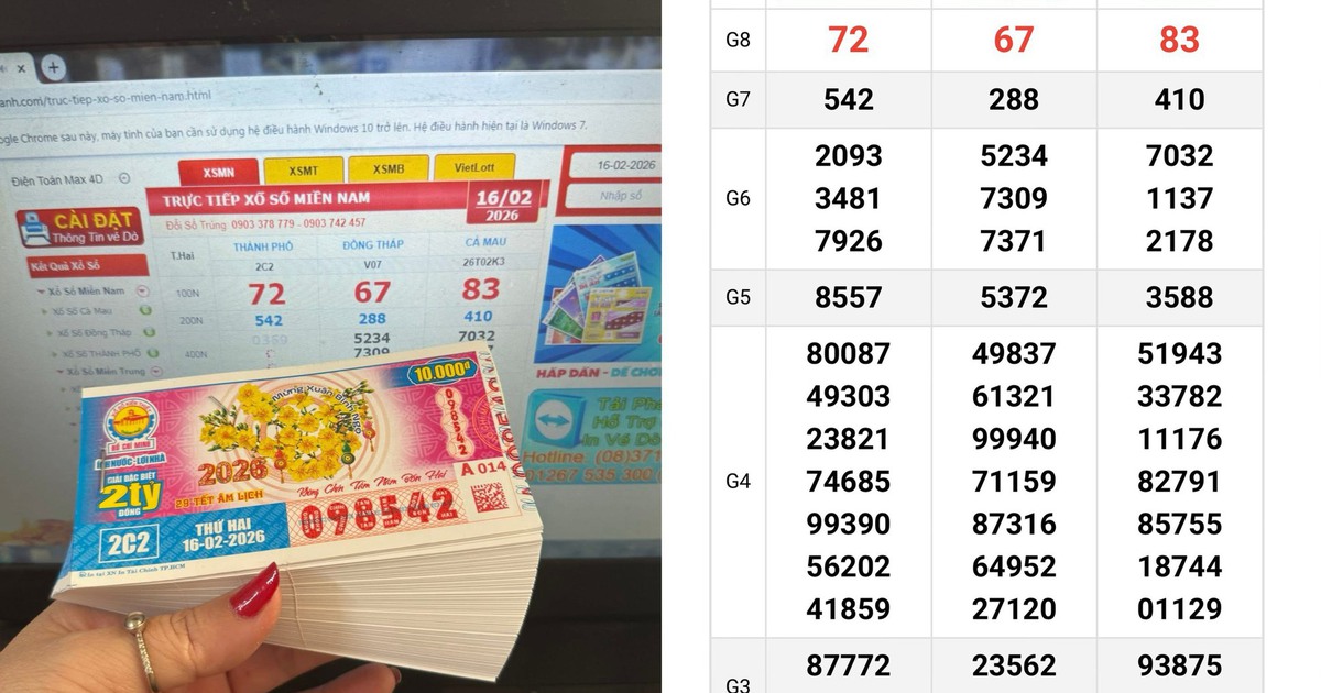 Xổ số miền Nam ngày 16 tháng 2: Bất ngờ dãy số đài TP.HCM trúng 2 giải