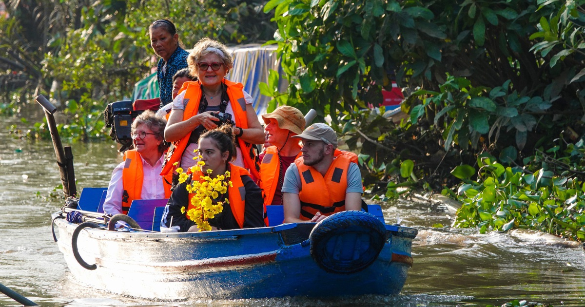 Du khách quốc tế len lỏi kênh rạch trải nghiệm tết miệt vườn miền Tây