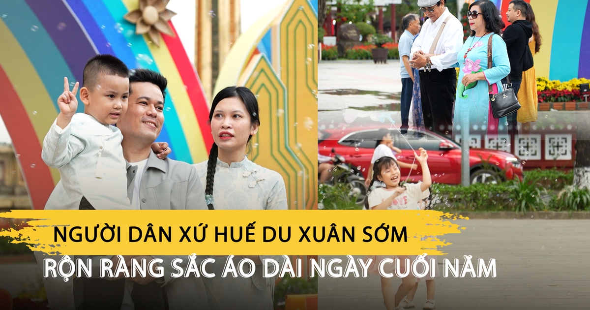 Người dân xứ Huế du xuân sớm, rộn ràng sắc áo dài ngày cuối năm