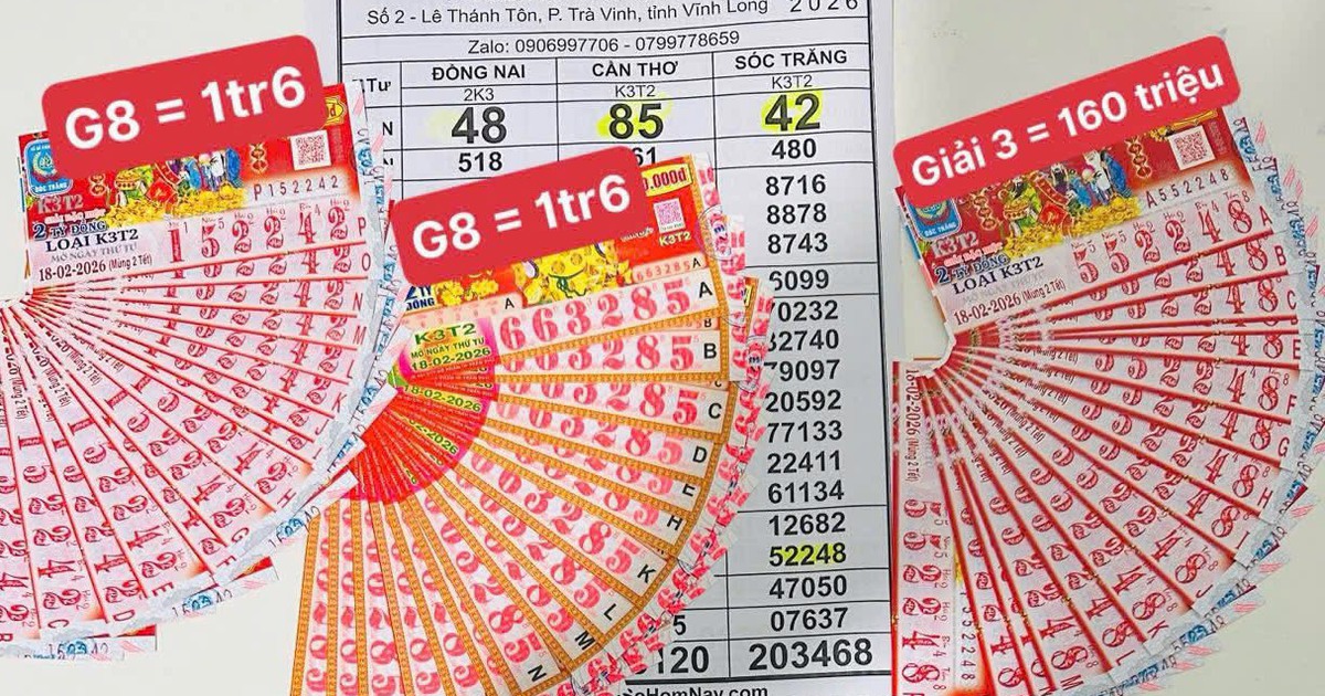 Xổ số miền Nam ng&agrave;y 18 th&aacute;ng 2: Bất ngờ v&eacute; tr&uacute;ng đ&agrave;i Cần Thơ m&ugrave;ng 2