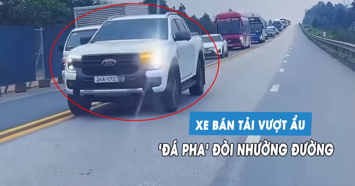 CSGT xử phạt tài xế lái xe bán tải 'cướp làn', vượt ẩu trên cao tốc