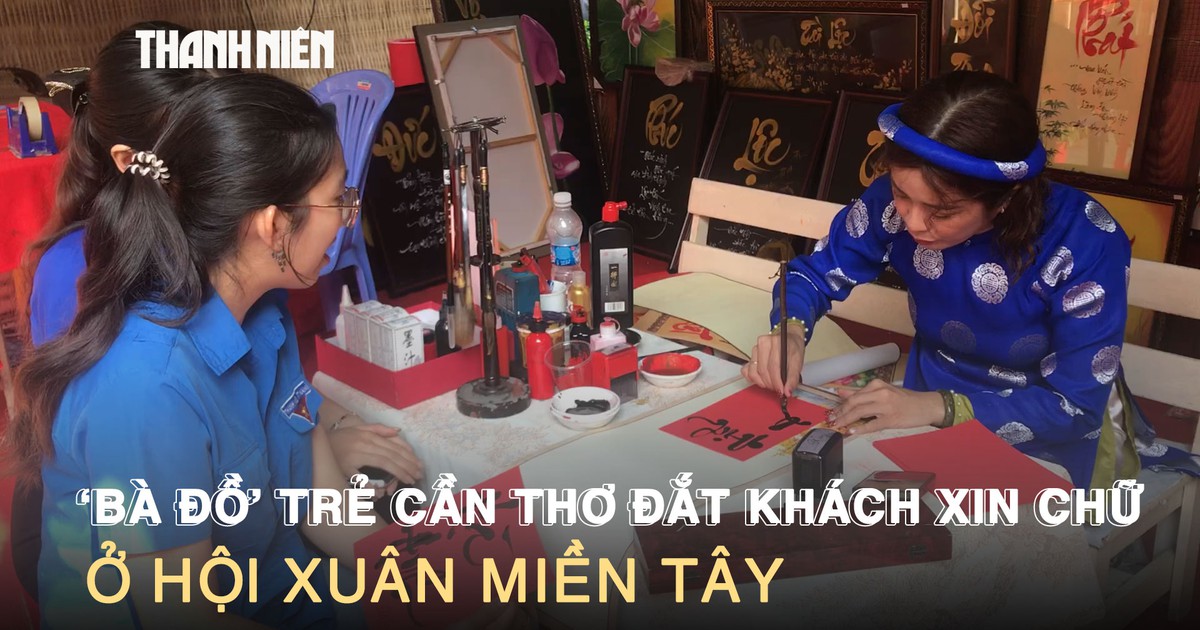 ‘Bà đồ’ trẻ Cần Thơ đắt khách xin chữ ở hội xuân miền Tây