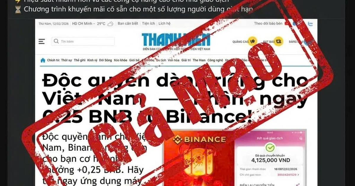 Cảnh báo tài khoản Facebook mạo danh Báo Thanh Niên để quảng bá tiền ảo