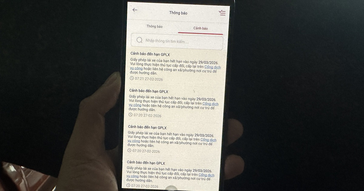VNeTraffic thêm tính năng thông báo GPLX sắp hết hạn