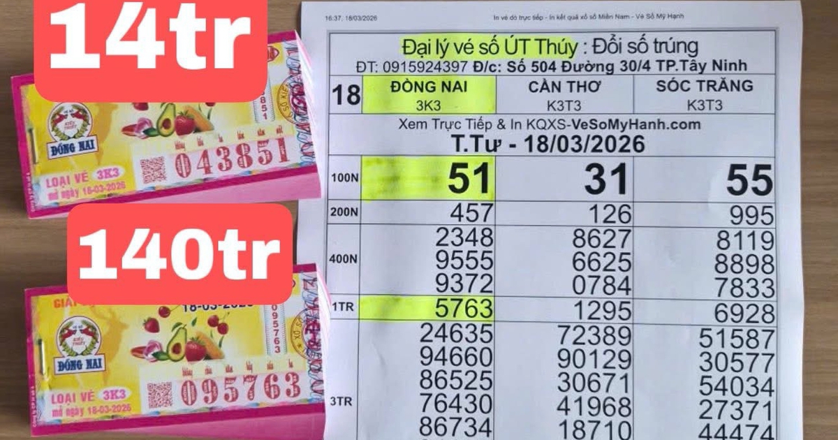 Xổ số miền Nam ngày 18 tháng 3: Cọc vé trúng số đài Đồng Nai xuất hiện
