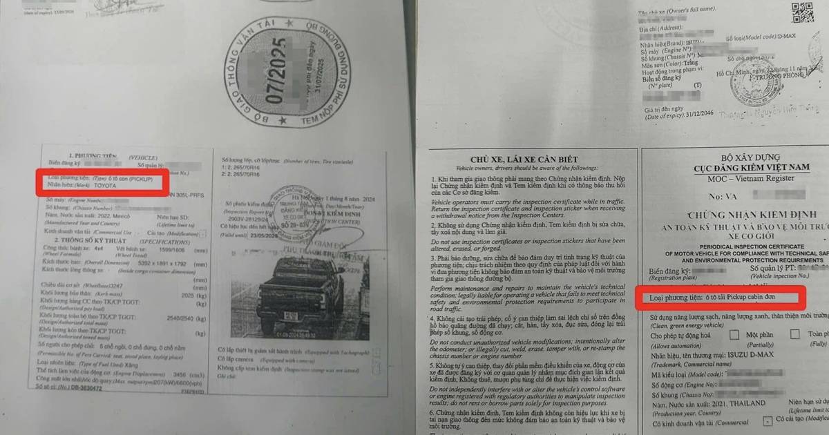 Cục CSGT hướng dẫn phân biệt xe con pickup và xe tải pickup