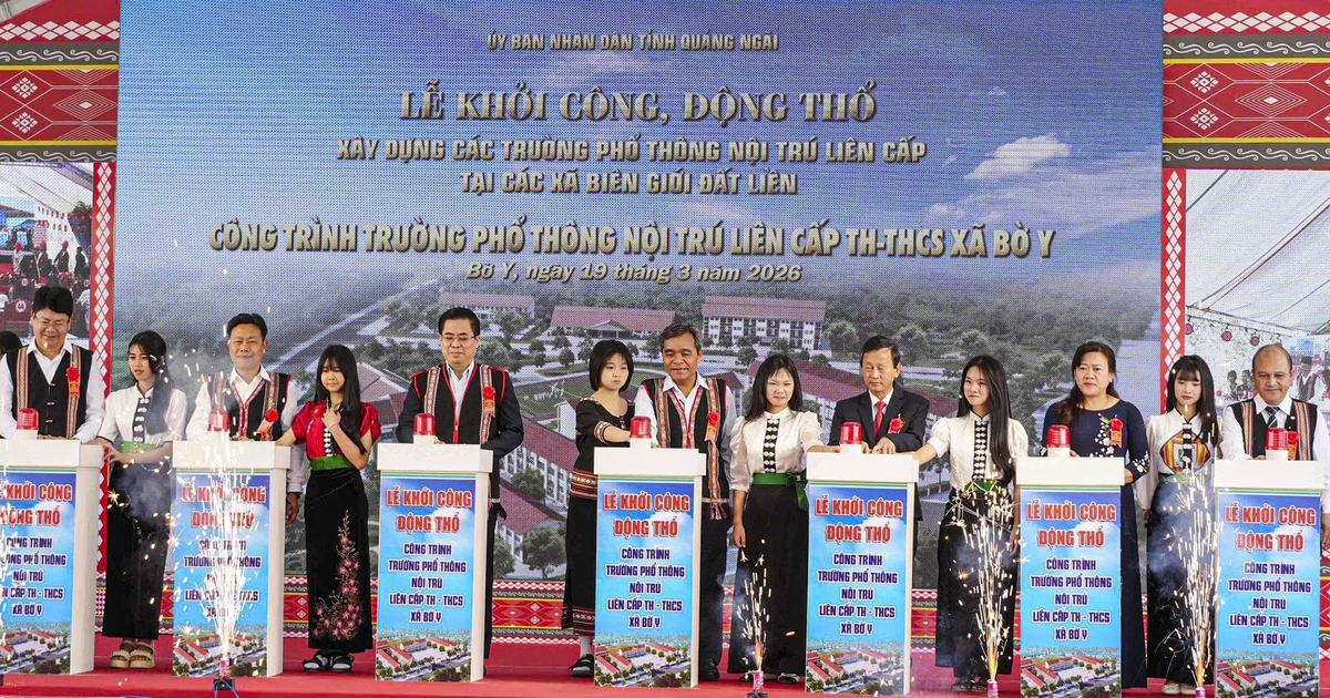 Khởi công 5 trường nội trú ở biên giới Quảng Ngãi, tổng vốn hơn 1.100 tỉ đồng