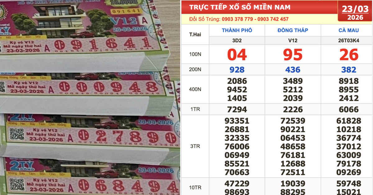 Xổ số miền Nam ngày 23 tháng 3: Vé trúng độc đắc đài Đồng Tháp lộ diện