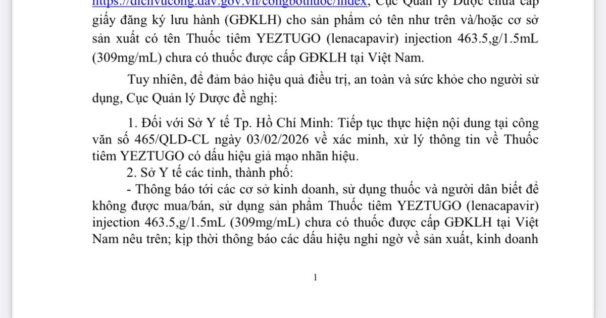 Bộ Y tế vào cuộc vụ thuốc tiêm Yeztugo có dấu hiệu giả mạo