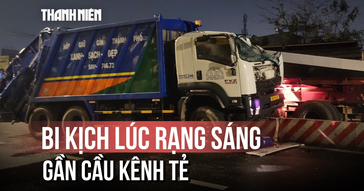 Bi kịch tấm thép từ xe đầu kéo đè cabin xe rác, tài xế tử vong