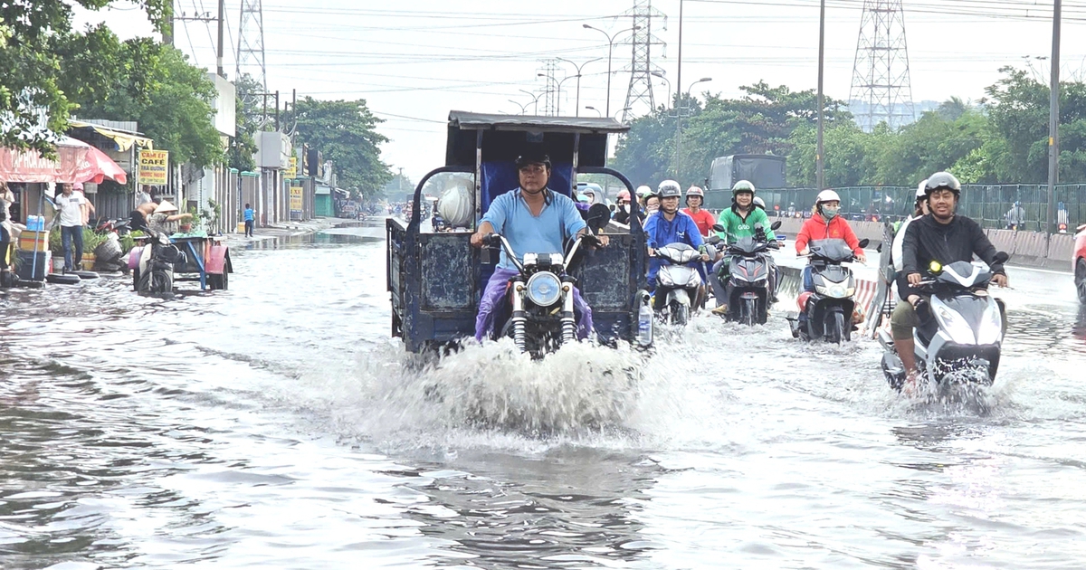 TP.HCM: Mưa lớn gây ngập nặng, xe chết máy hàng loạt trên đường Lê Đức Anh