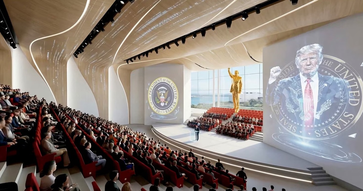 Hé lộ thiết kế thư viện ông Trump: tạc tượng vàng, đặt chuyên cơ Không lực Một