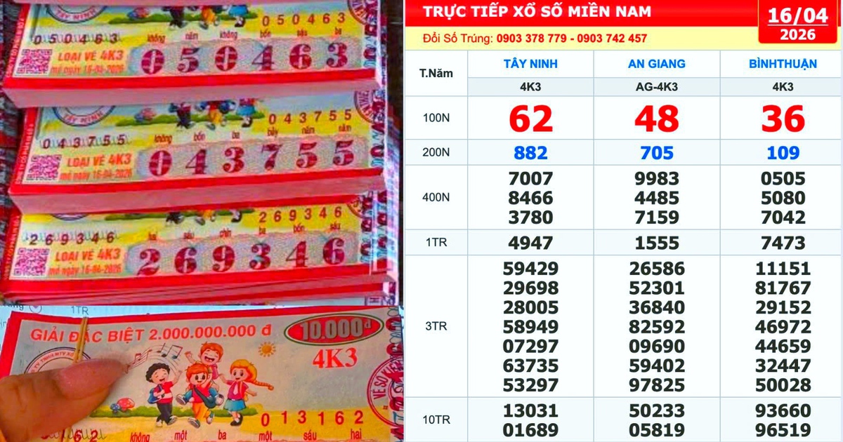 Xổ số miền Nam ngày 16 tháng 4: Nhiều người trúng số đài Tây Ninh xuất hiện
