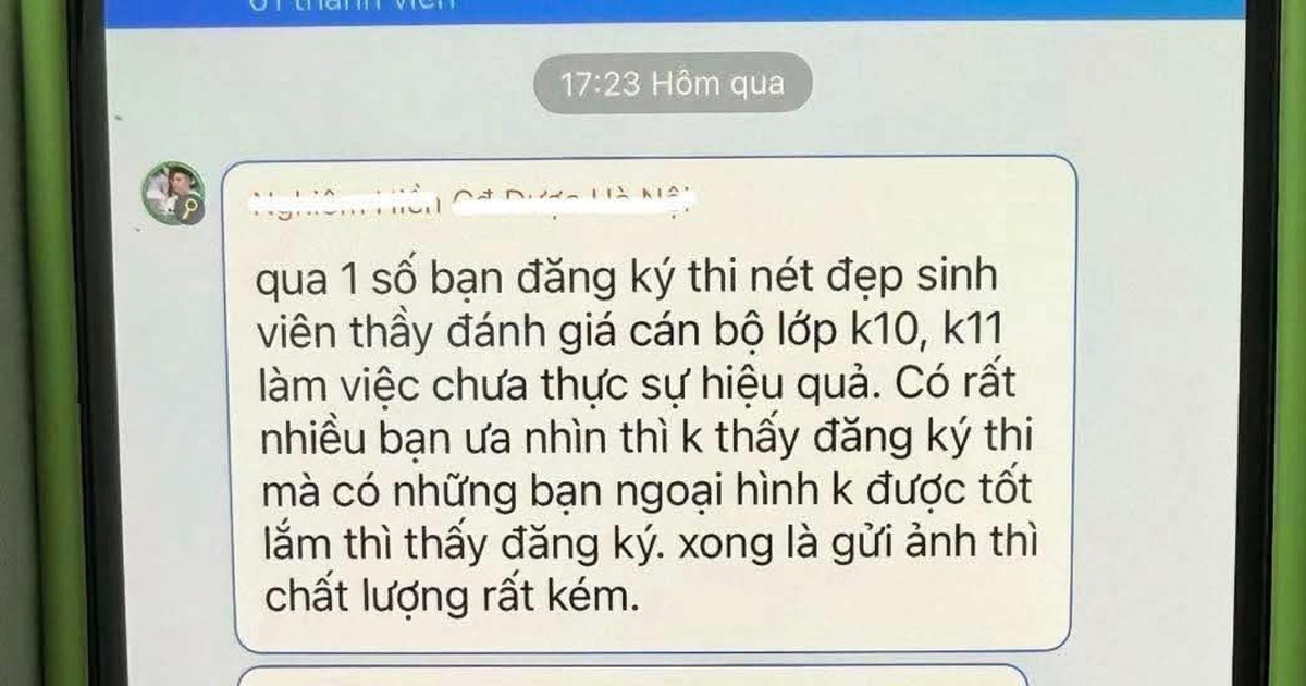 Xôn xao tin nhắn của giảng viên được cho là miệt thị ngoại hình sinh viên