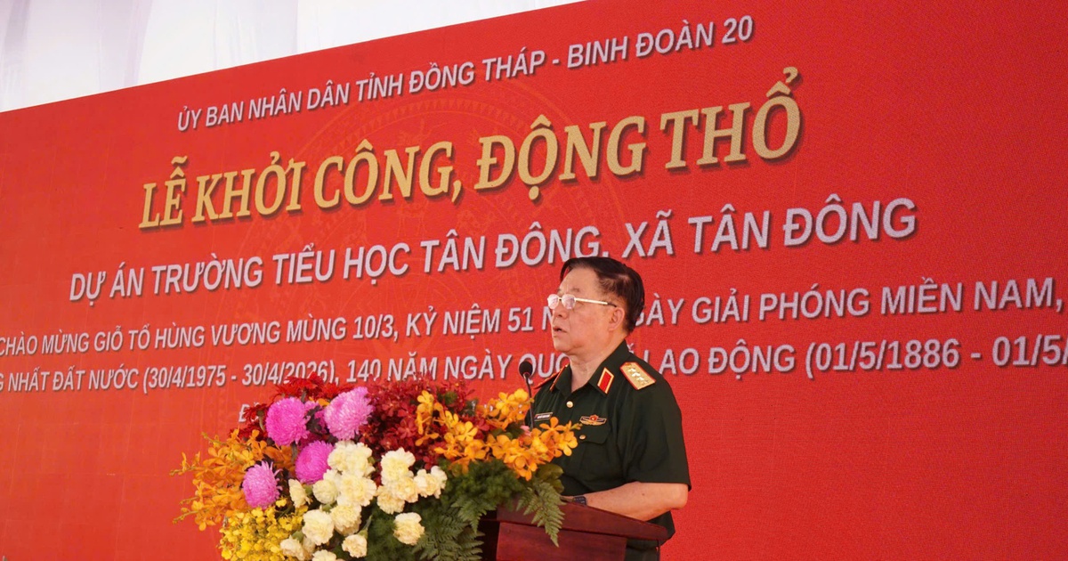 Đại tướng Nguyễn Trọng Nghĩa dự lễ khởi công trường học ở Đồng Tháp