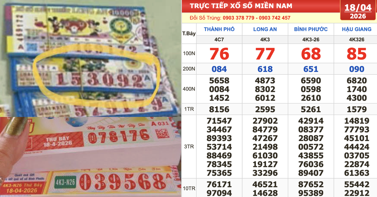 Xổ số miền Nam ngày 18 tháng 4: Đại lý tìm 2 người trúng đài Hậu Giang