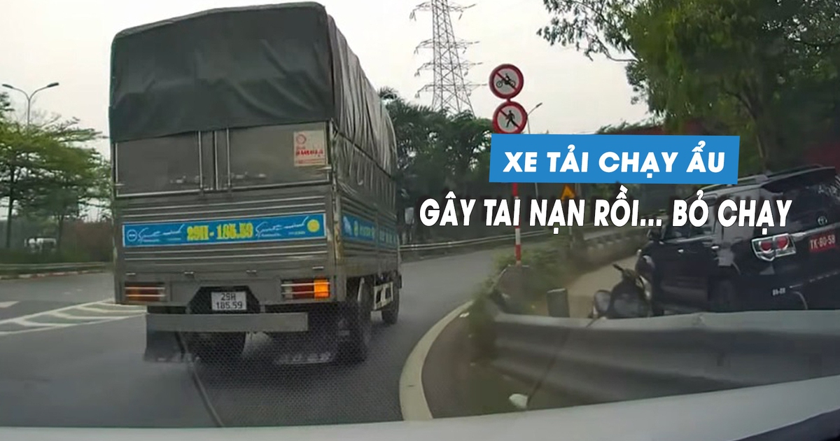 Xe tải cố tình tạt đầu ô tô con, gây va chạm rồi bỏ chạy