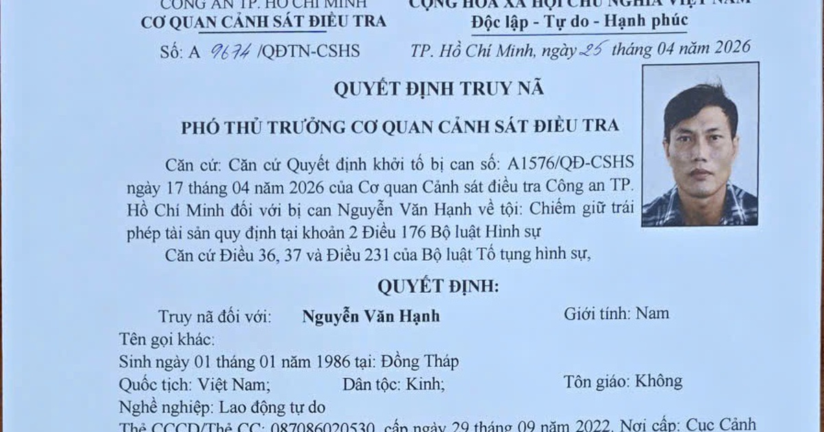 Truy nã nghi phạm chiếm giữ gần 500 triệu đồng do chuyển nhầm tiền