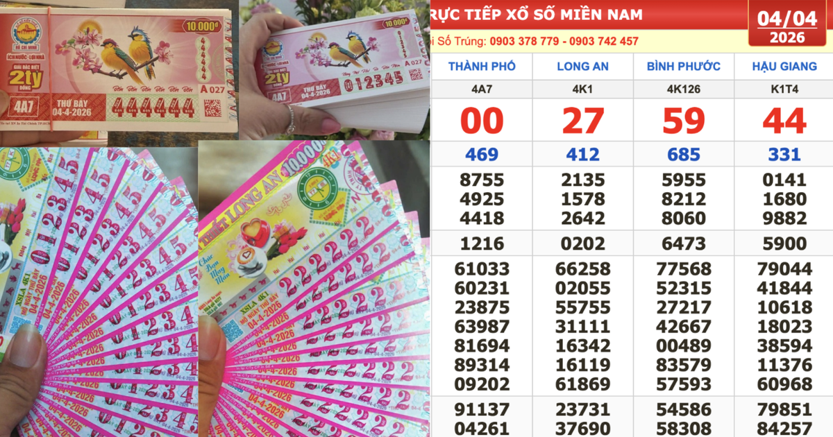 Xổ số miền Nam ngày 4 tháng 4: Đài Hậu Giang có 2 dãy số trúng 2 giải