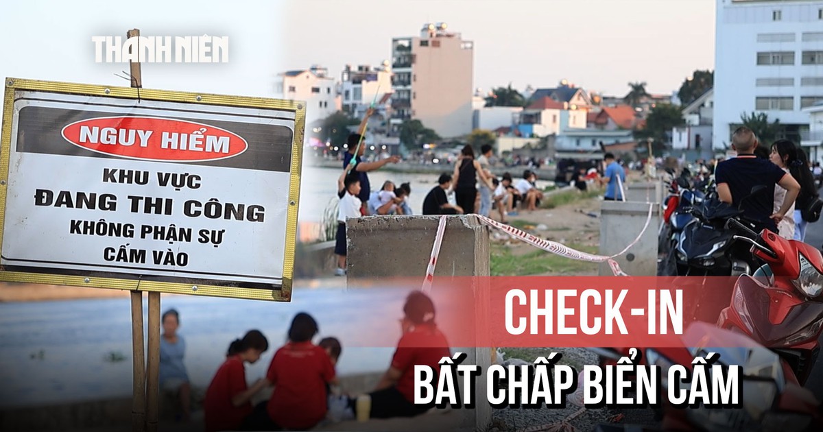Biển cấm, dây chắn vẫn không ngăn được người vào check-in 'bãi biển Gò Vấp