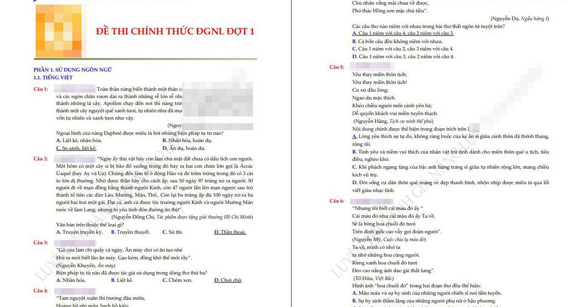 Lan truyền đề thi đánh giá năng lực tự biên 'giống hoàn toàn' đề chính thức