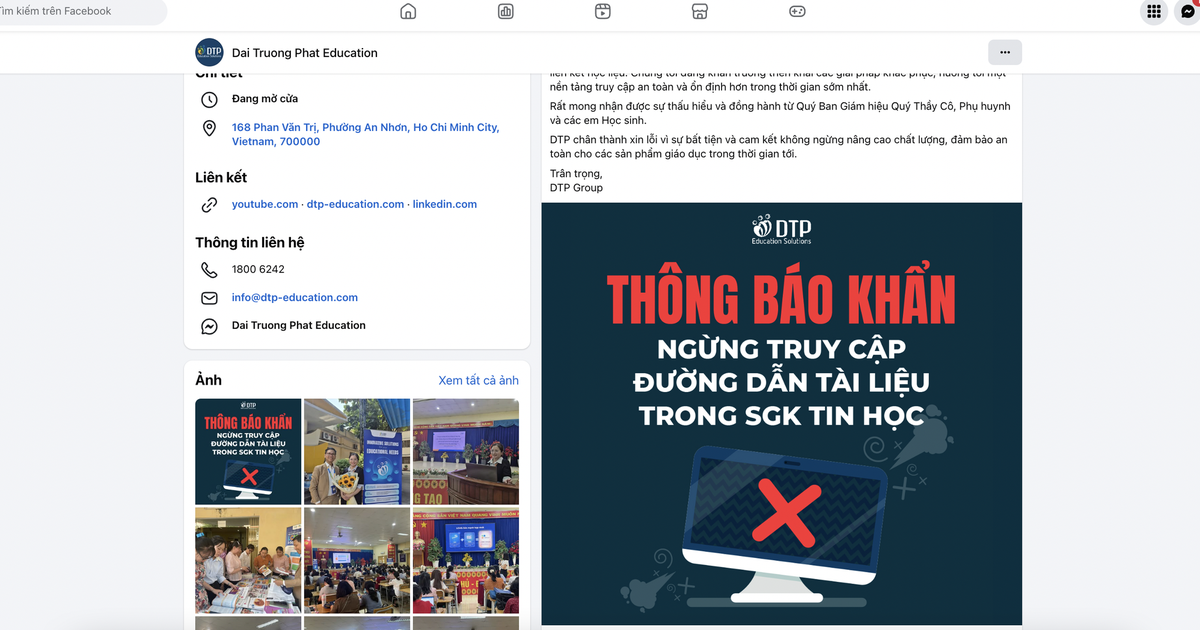 Bấm link trong sách tin học 3, ra video 18+: DTP ra thông báo khẩn