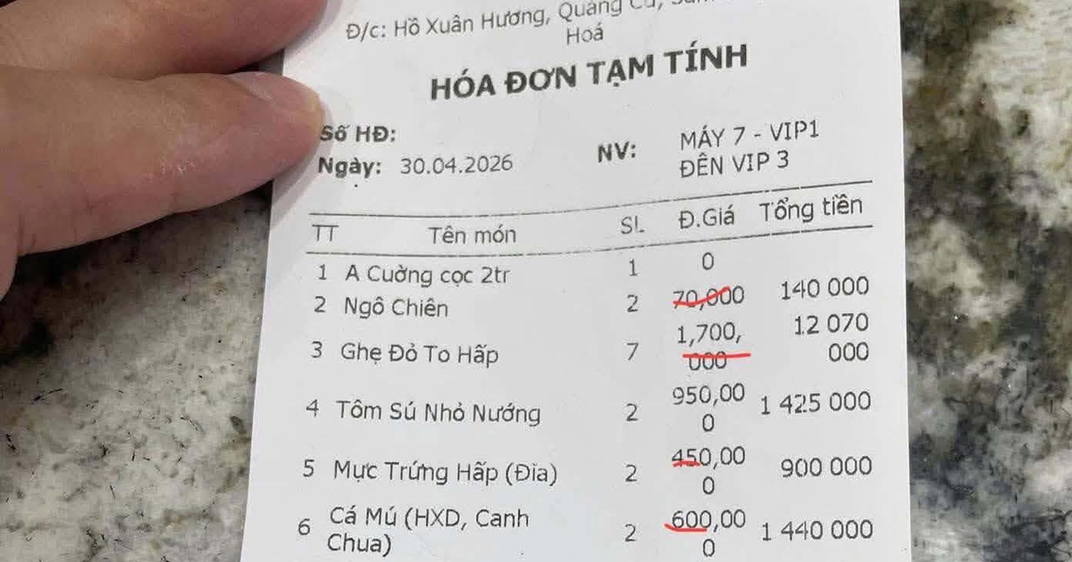 Làm rõ vụ hóa đơn 7 kg ghẹ đỏ giá hơn 12 triệu đồng ở Sầm Sơn