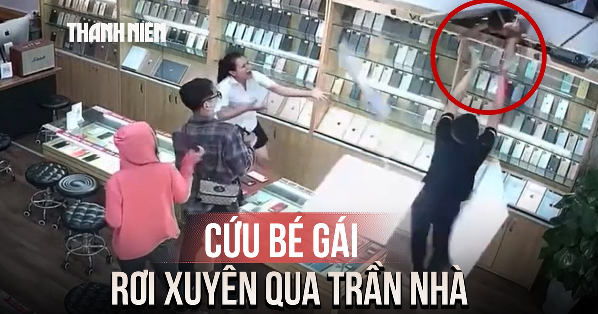 Thót tim khoảnh khắc cứu bé gái rơi xuyên qua trần thạch cao