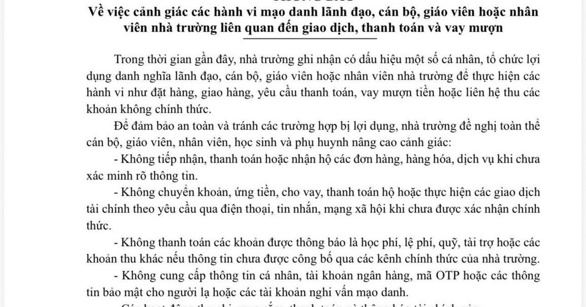 Trường học liên tục cảnh báo hành vi lừa đảo học sinh, phụ huynh