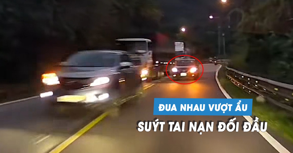 Hai ô tô đua nhau vượt ẩu, suýt gây tai nạn đối đầu trên đèo Bảo Lộc