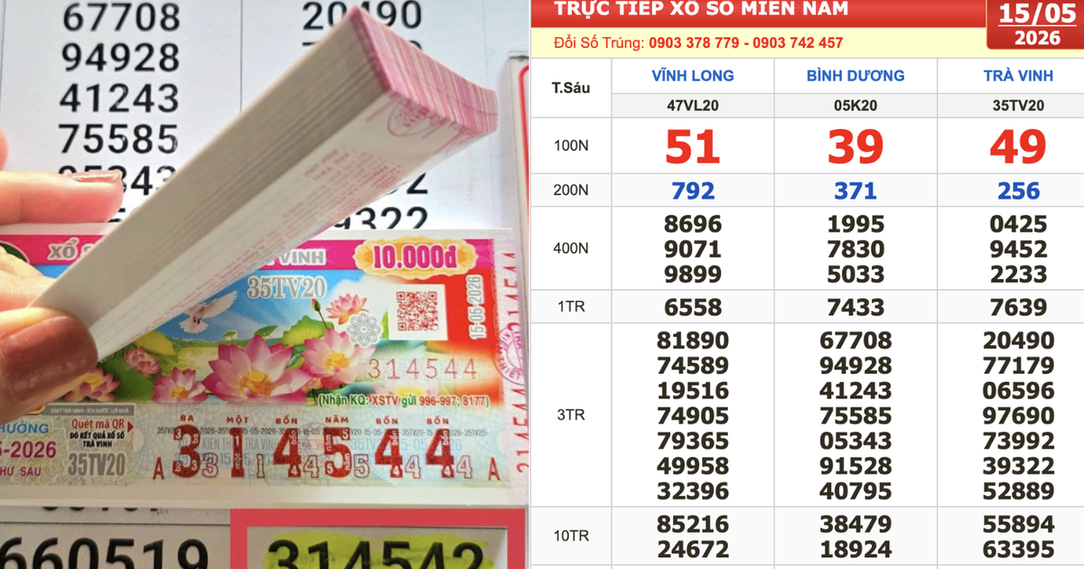 Xổ số miền Nam ngày 15 tháng 5: Người trúng số đài Trà Vinh lãnh tiền ngay
