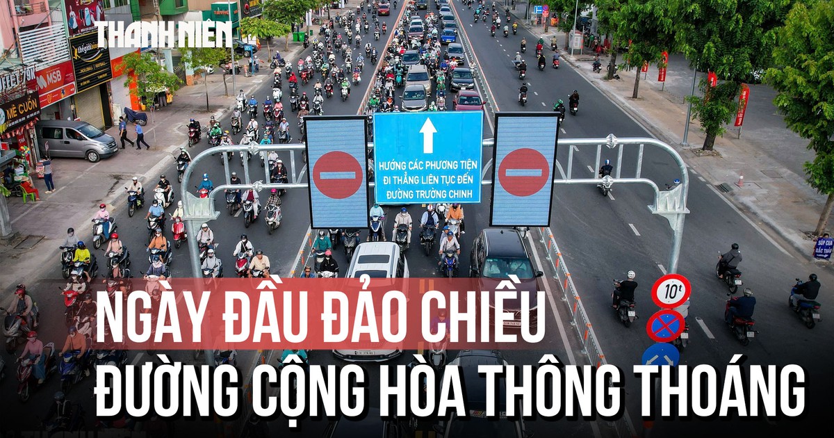 Ngày đầu triển khai làn đảo chiều: Hết cảnh ‘nhích từng mét’ trên đường Cộng Hòa