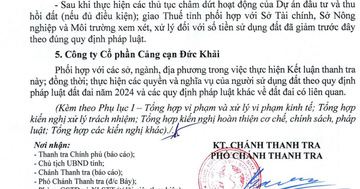 Cảng cạn IDC Đức Khải ‘treo’ 15 năm, thanh tra phát hiện nhiều sai phạm