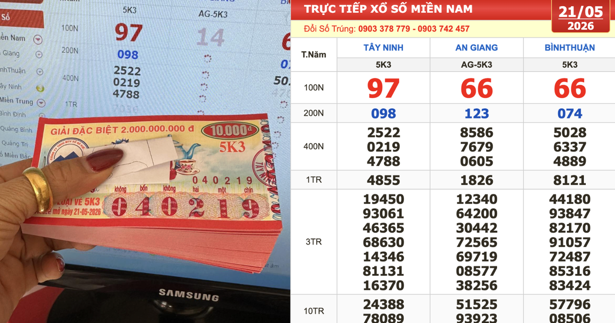 Xổ số miền Nam ngày 21 tháng 5: Trùng hợp một dãy số trúng 2 đài