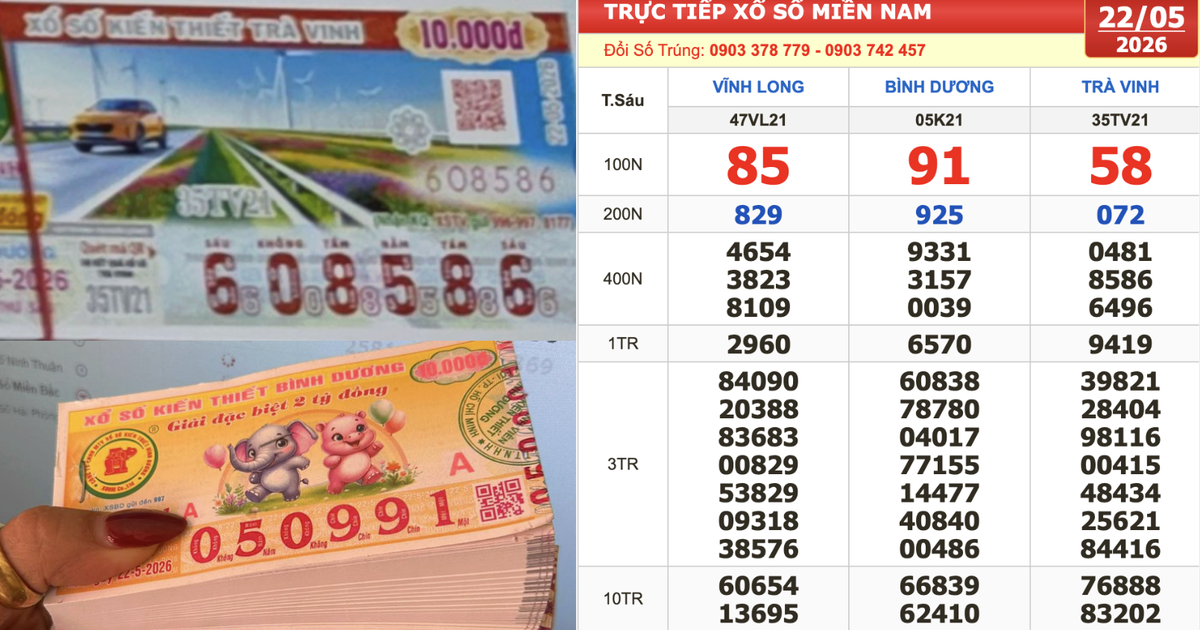 Xổ số miền Nam ngày 22 tháng 5: Người mua vé dãy số đẹp '8586' trúng đài Trà Vinh
