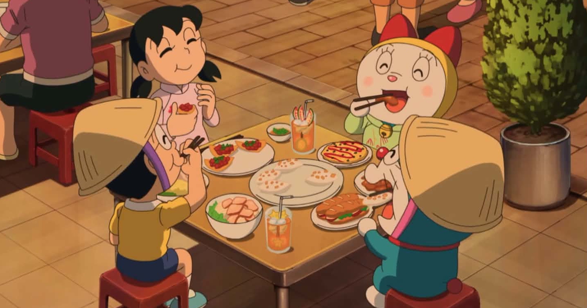 Doraemon, Nobita du lịch Việt Nam, thích thú ăn bánh mì, cơm tấm