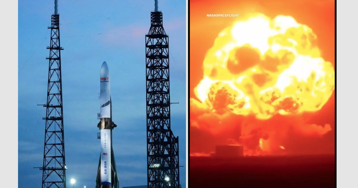 T&ecirc;n lửa Blue Origin nổ tung tr&ecirc;n bệ ph&oacute;ng, nh&agrave; cửa xung quanh rung chuyển