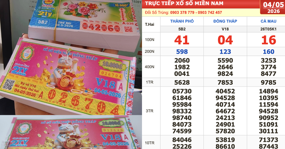 Xổ số miền Nam ngày 4 tháng 5: Bất ngờ người trúng số đài Đồng Tháp