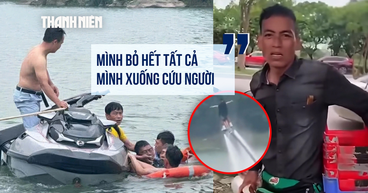 2 người gặp nạn khi chơi flyboard, người bán nước liều mình cứu người