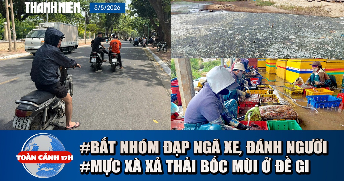 Toàn cảnh 17h: Chạy xe máy truy đuổi, đánh người bằng mũ bảo hiểm | Mực xà xả thải bốc mùi ở đầm Đề Gi