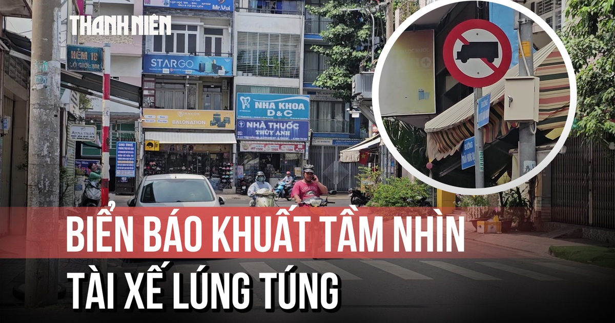 Biển báo khuất tầm nhìn, tài xế lúng túng giữa ngã tư